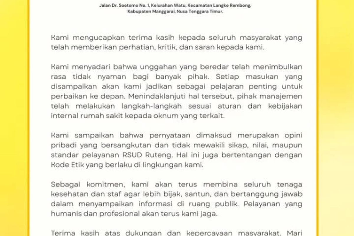 Dokter RSUD Ruteng Mengundurkan Diri Pasca Komentar Pedas ke Pasien BPJS